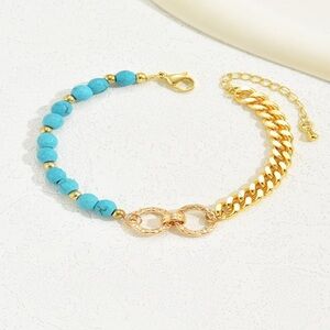 Turquoise and Gold Beaded Bracelet